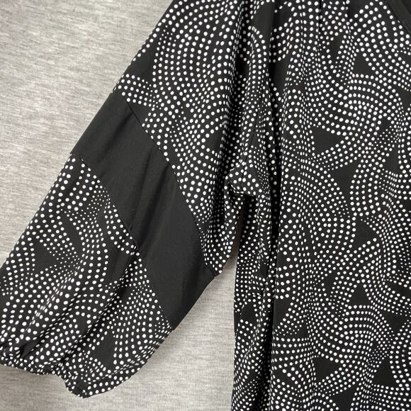 Elie McCarthy Size 2x Slinky Black And White Geometric Pattern Blouse 3/4 Sleeve - Picture 2 of 10